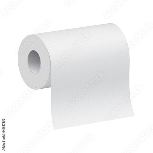 White blank 3d model of paper roll isolated on white background vector illustration.