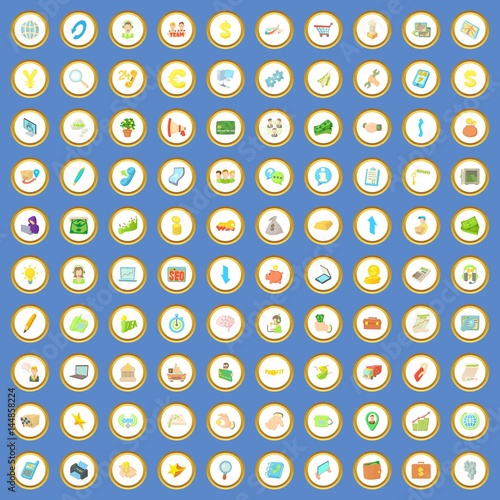 100 business icons set cartoon vector