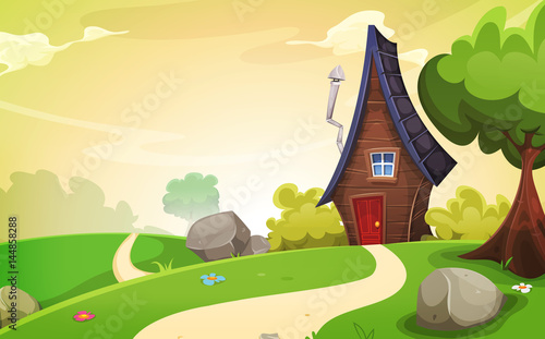 House Inside Spring Landscape