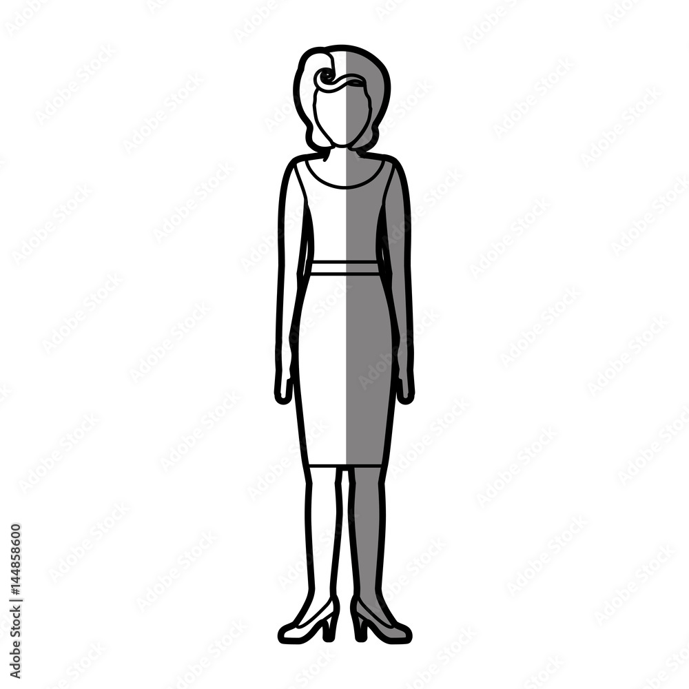 silhouette shading body faceless woman with blouse and skirt retro style vector illustration silhouette shading body faceless woman with blouse and skirt retro style vector illustration