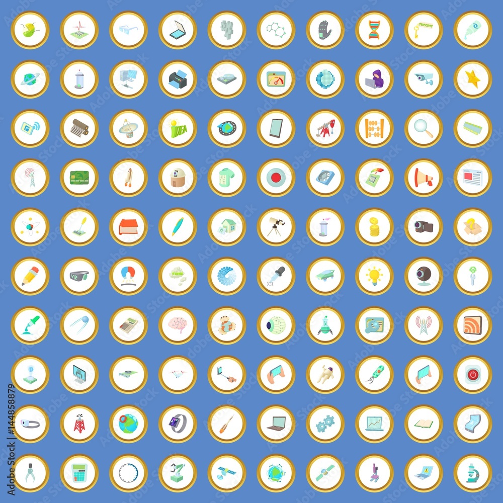100 innovation icons set cartoon vector 100 innovation icons set cartoon vector