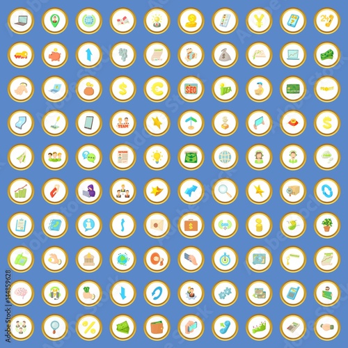 100 startup icons set cartoon vector