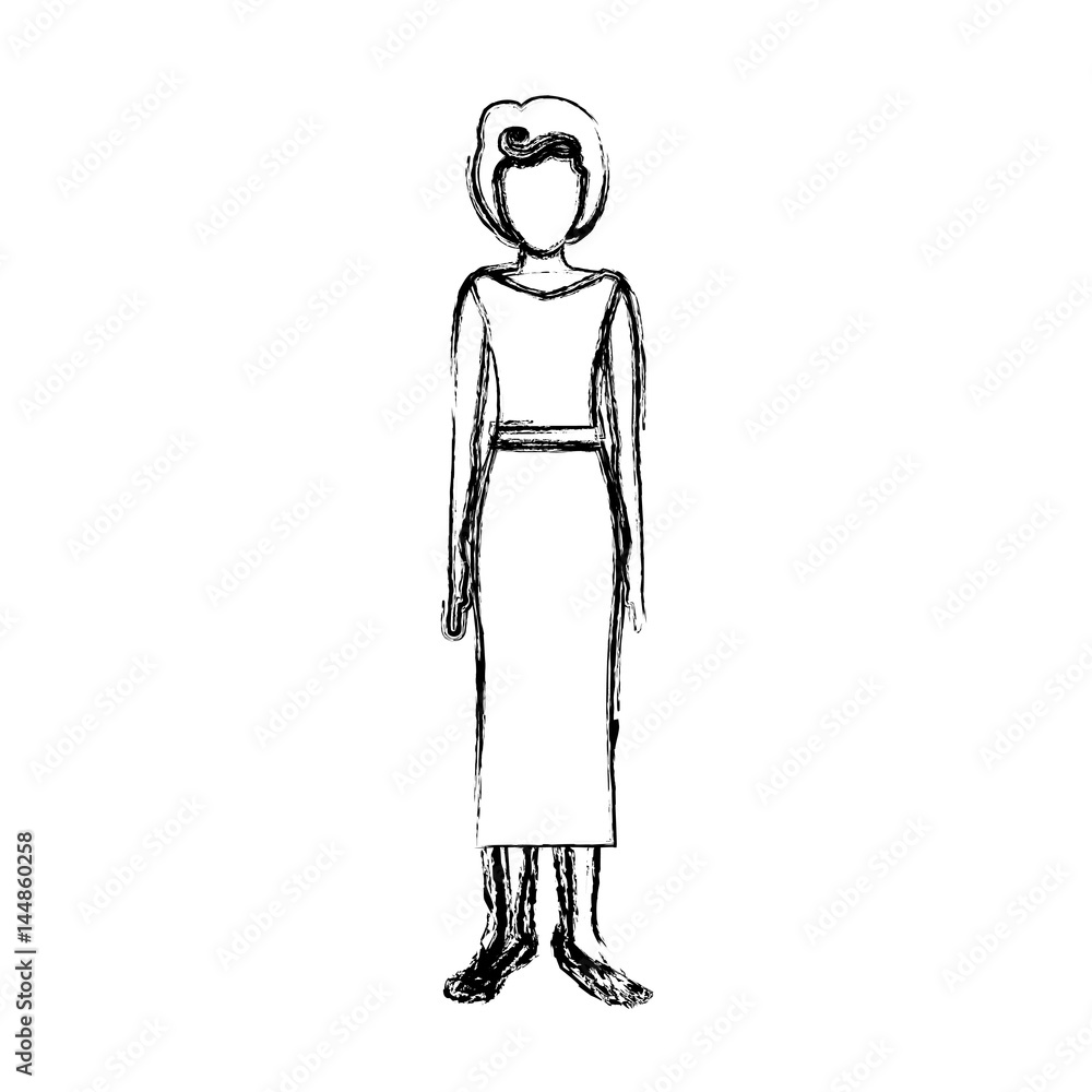 blurred sketch contour body faceless woman with blouse and long skirt retro style vector illustration blurred sketch contour body faceless woman with blouse and long skirt retro style vector illustration