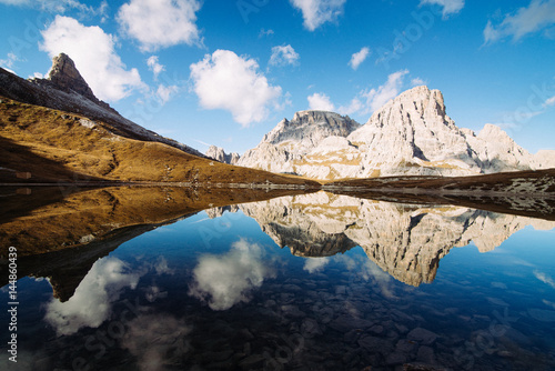 Beautiful lake and mountain landscape in Dolomite, Italy