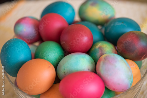 Colorful handmade easter eggs.