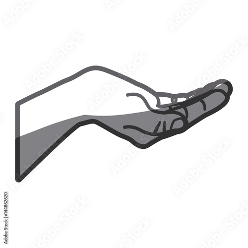 grayscale silhouette of hand extended vector illustration