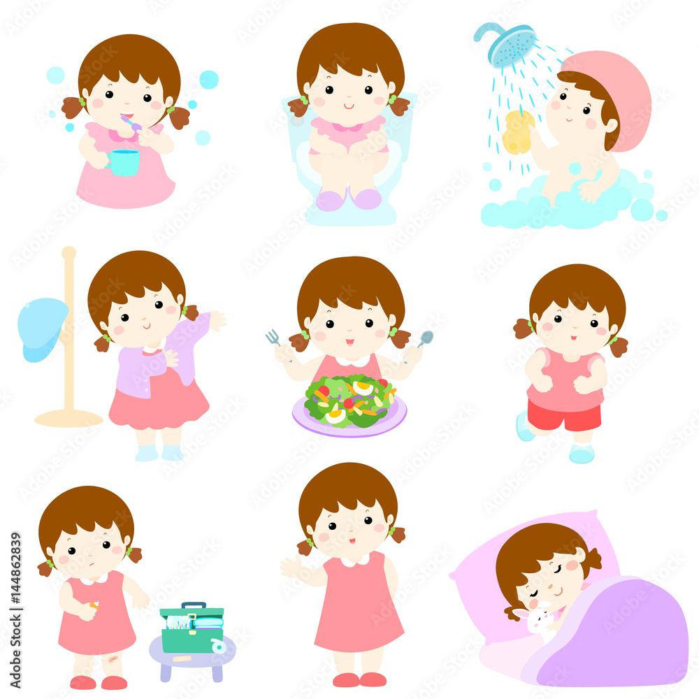 Healthy hygiene for girl cartoon vector Healthy hygiene for girl cartoon vector