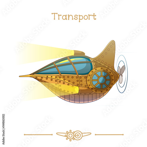 Illustration series cartoon transport: Submarine Nautilus
