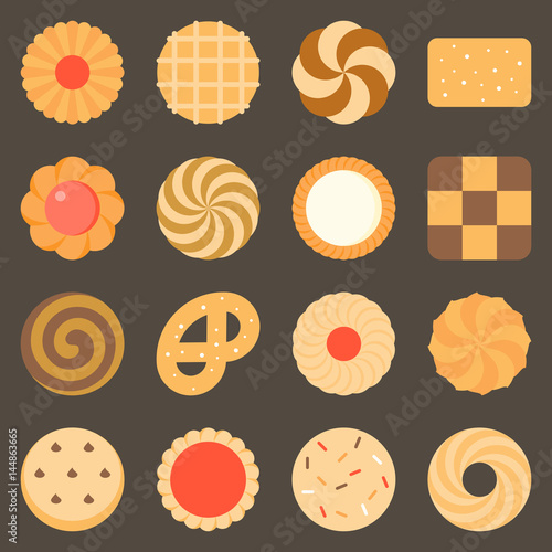 Collection of cookie and biscuits set 2, flat design