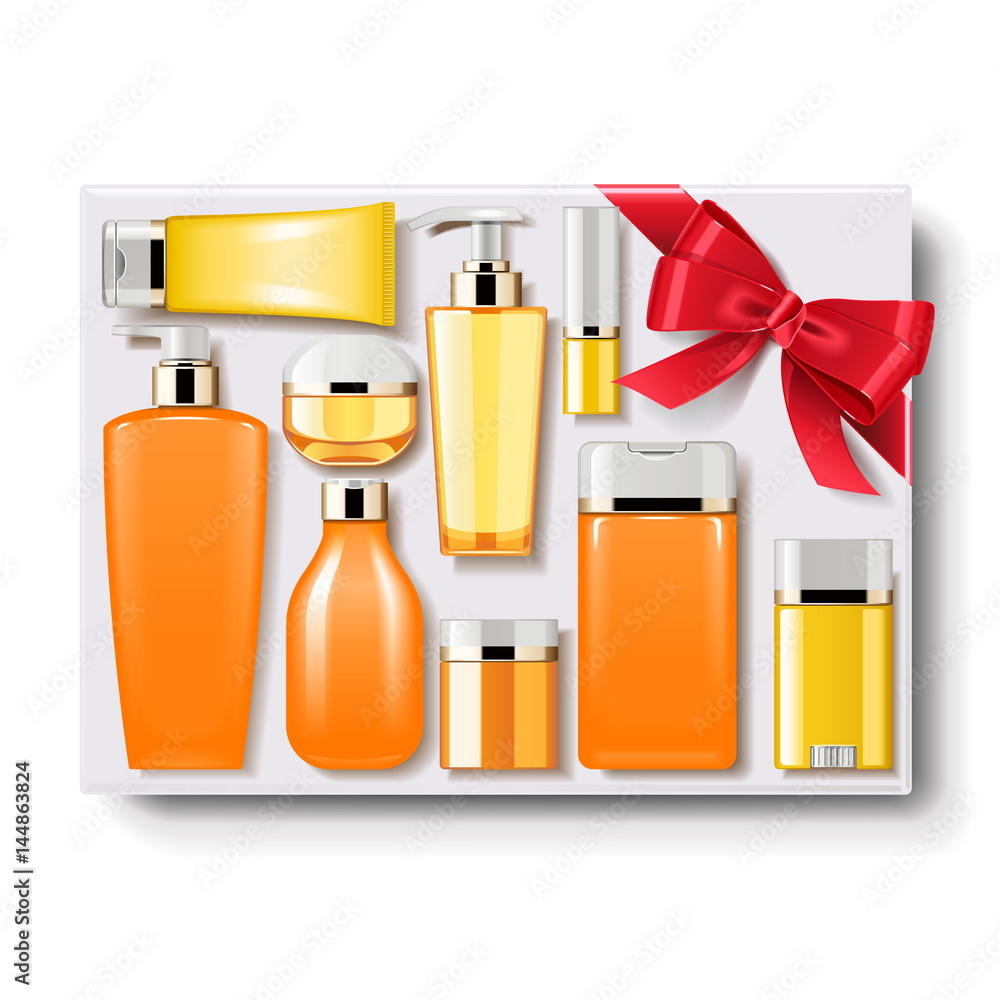 Vector Gift Box with Cosmetics Vector Gift Box with Cosmetics