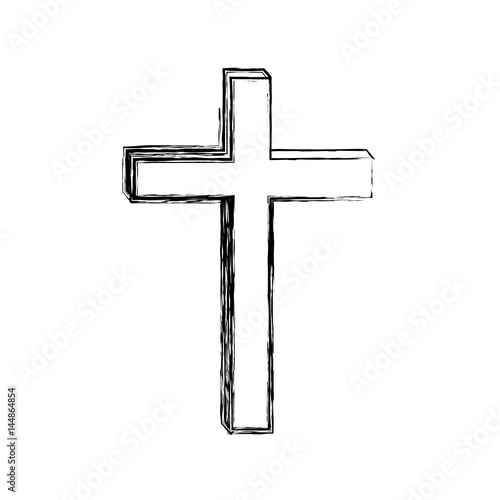 monochrome sketch contour of wooden cross vector illustration