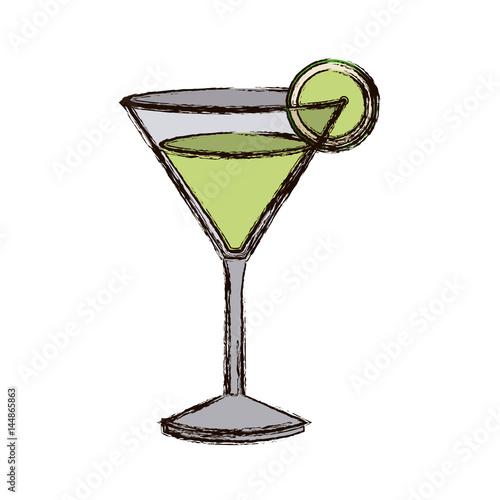 color blurred silhouette of drink cocktail glass vermouth vector illustration