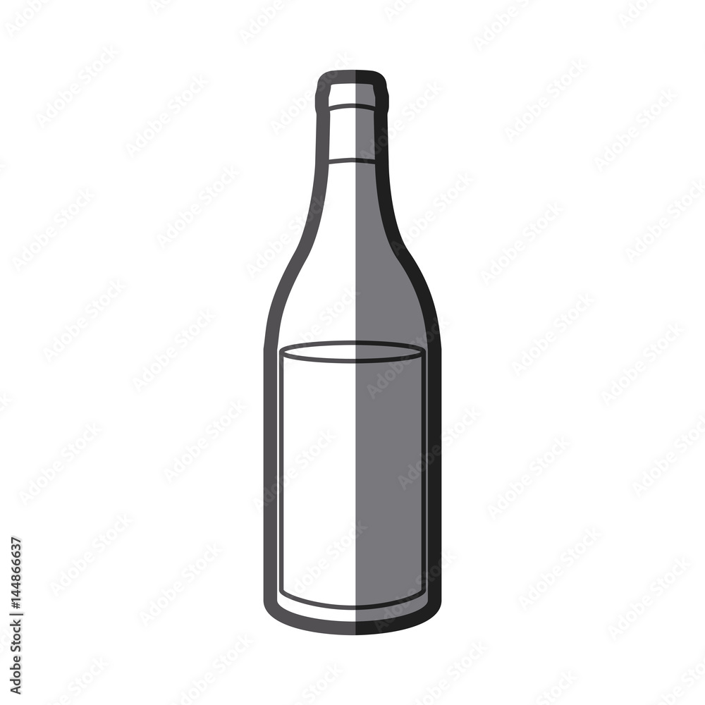 grayscale silhouette with bottle of wine side back vector illustration