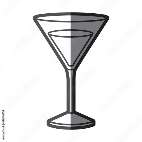 grayscale silhouette of drink cocktail glass vermouth with half shadow vector illustration