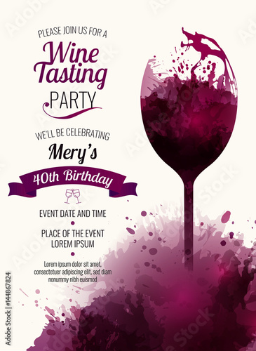 Invitation template for event or party. Suitable for tasting events or wine presentation.