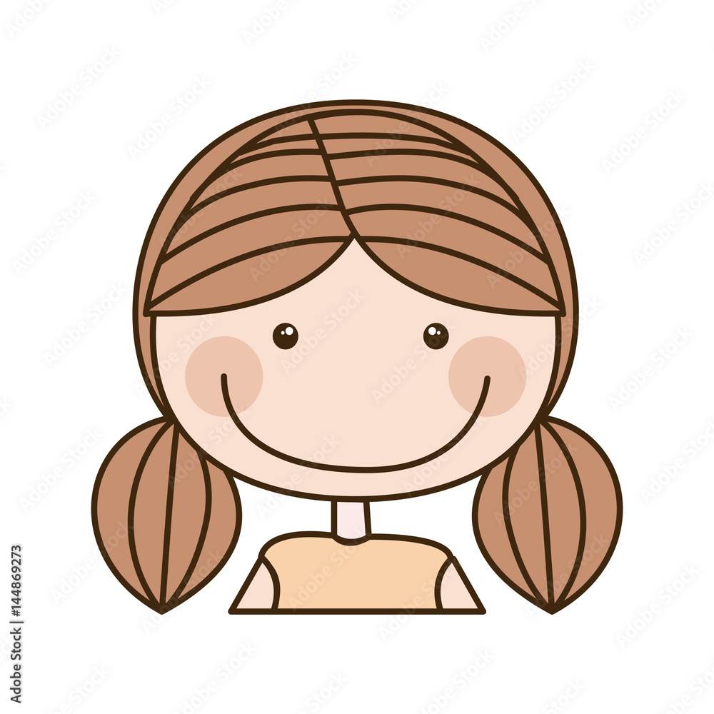 colorful caricature half body girl with pigtail hair vector illustration colorful caricature half body girl with pigtail hair vector illustration