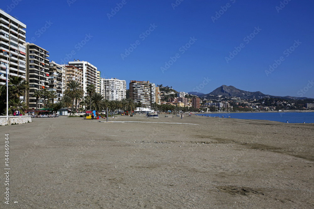 Malagueta- most popular beach in Malaga, Costa del Sol, Spain