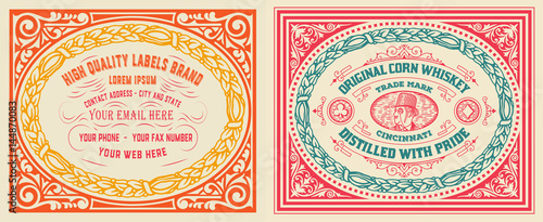 Retro cards set with engraving and  floral details. Organized by layers.