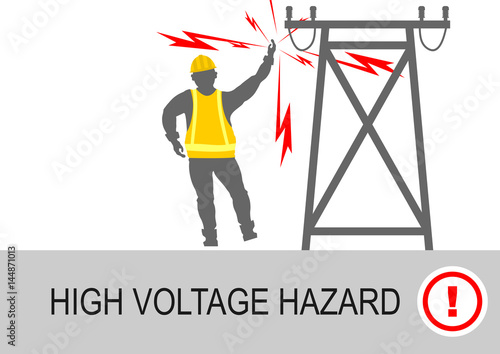 Electrical and high voltage hazards. Flat vector.