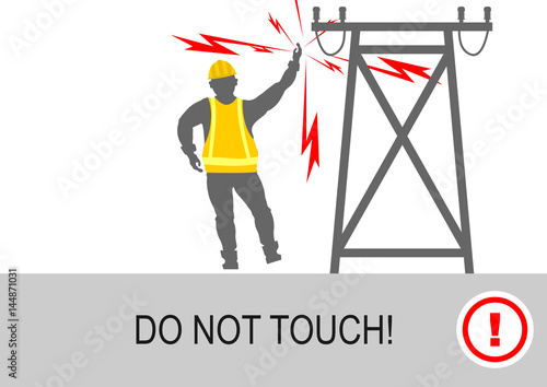Electrical and high voltage hazards. Flat vector.