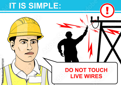 Electrical and high voltage hazards. Flat vector.