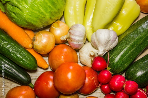 Healthy Organic Vegetables on a wooden Background