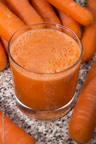 fresh, healthy carrot juice in a glass
