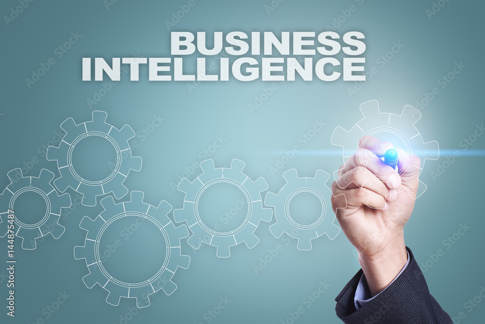 Businessman drawing on virtual screen. business intelligence concept Businessman drawing on virtual screen. business intelligence concept