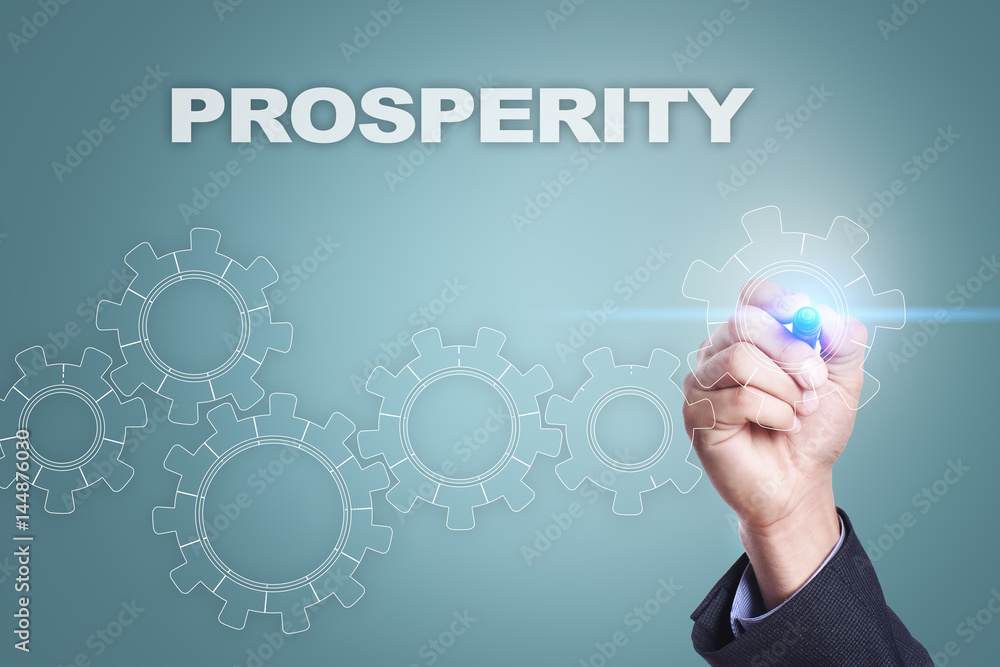 Businessman drawing on virtual screen. prosperity concept Businessman drawing on virtual screen. prosperity concept