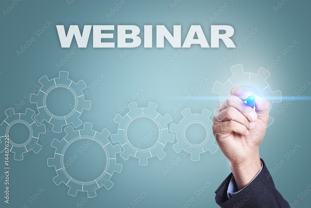 Businessman drawing on virtual screen. webinar concept Businessman drawing on virtual screen. webinar concept