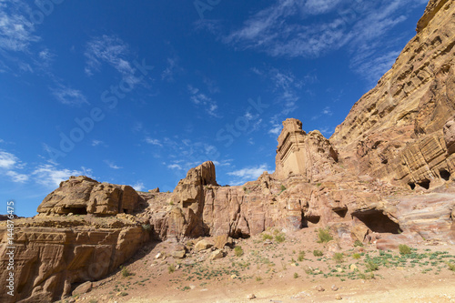 Ancient abandoned rock city of Petra in Jordan tourist attraction