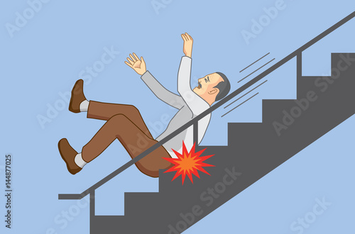 Old man falling from staircase. Illustration about Senior care.