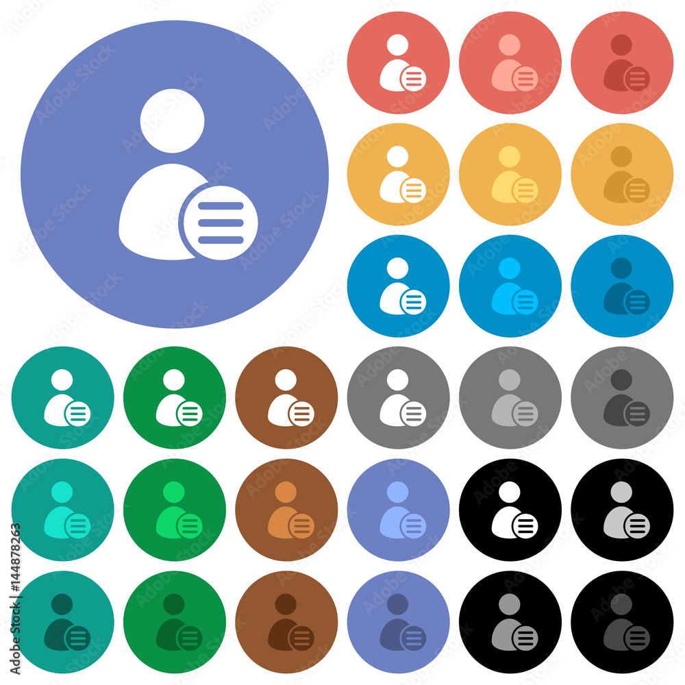 User account options round flat multi colored icons User account options round flat multi colored icons