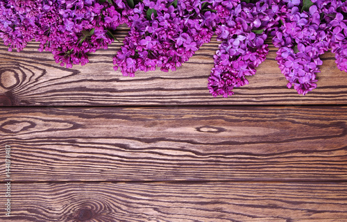 lilac flowers on a old wood