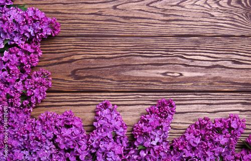 lilac flowers on a old wood