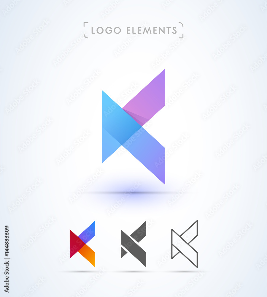 Abstract origami letter K logo template. Application icon and corporate identity set. Abstract origami letter K logo template. Application icon and corporate identity set.