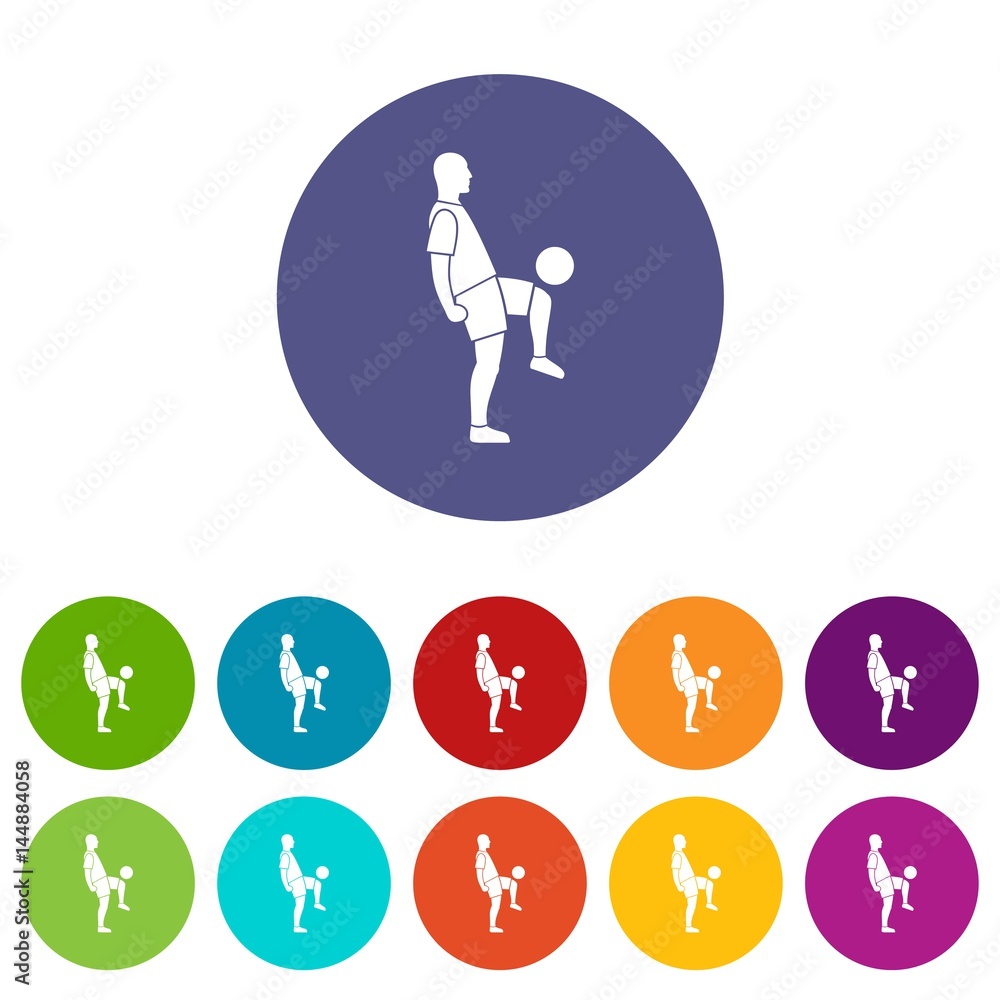 Soccer player man icons set flat vector Soccer player man icons set flat vector