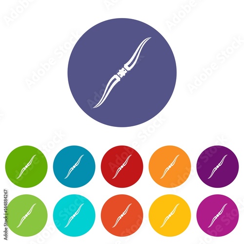 Throwing ninja knife icons set flat vector