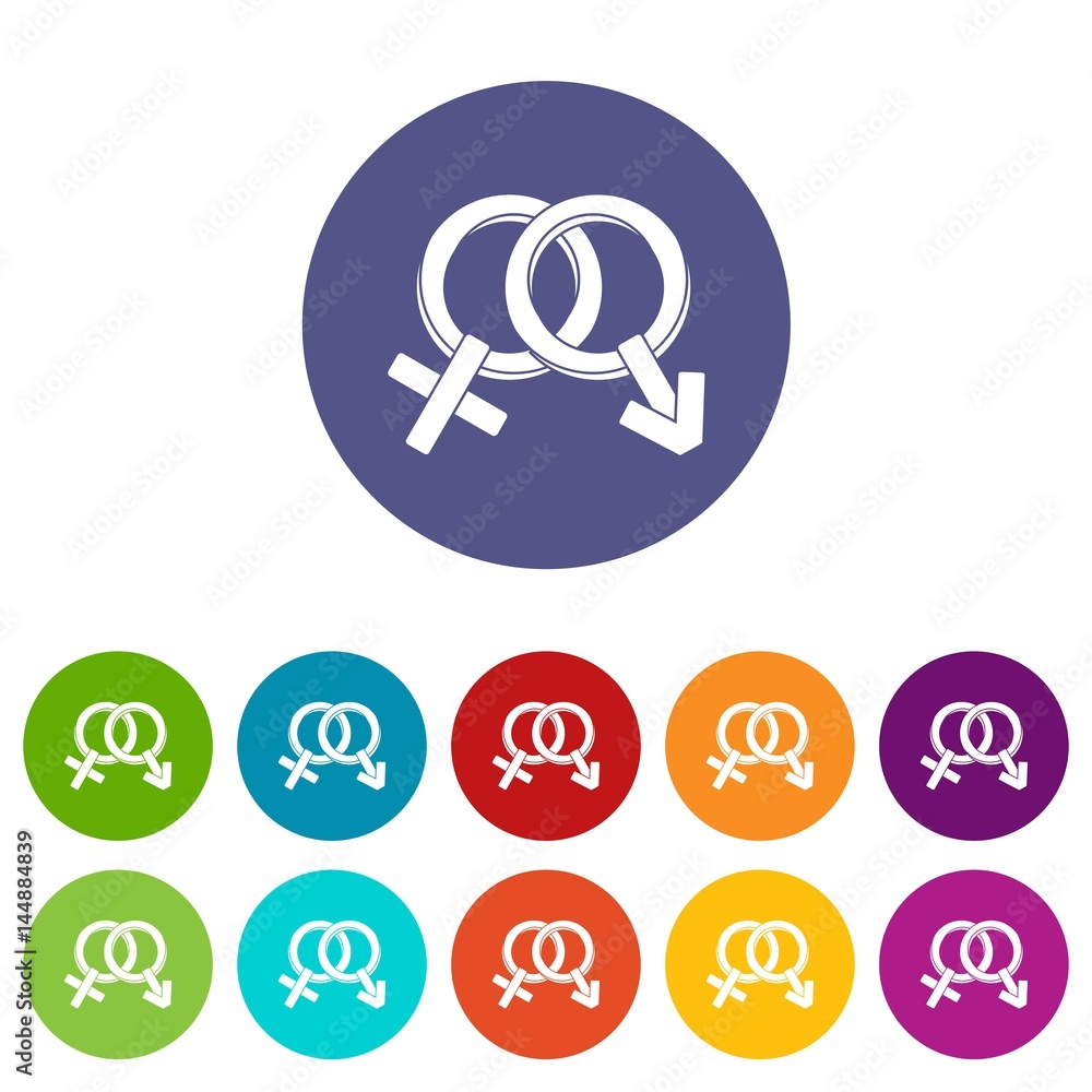 Male and female signs icons set flat vector Male and female signs icons set flat vector