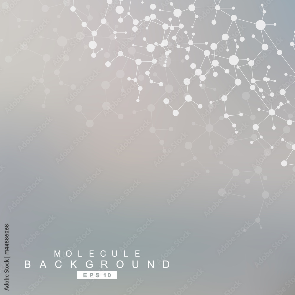 Obraz premium Structure molecule and communication. Dna, atom, neurons. Scientific concept for your design. Connected lines with dots. Medical, technology, chemistry, science background. Vector illustration.