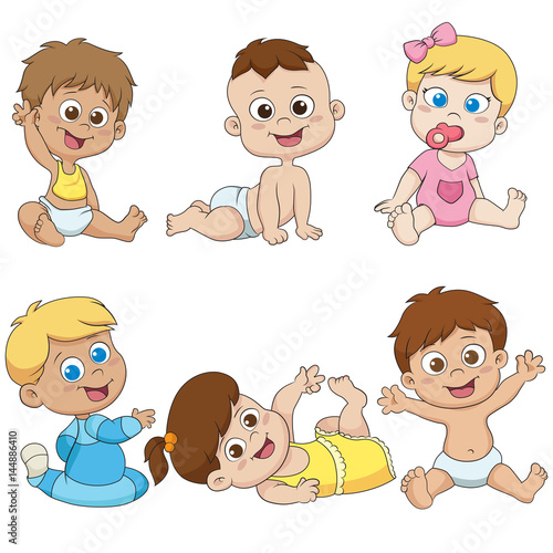 Set of cute little babies.vector and illustration.