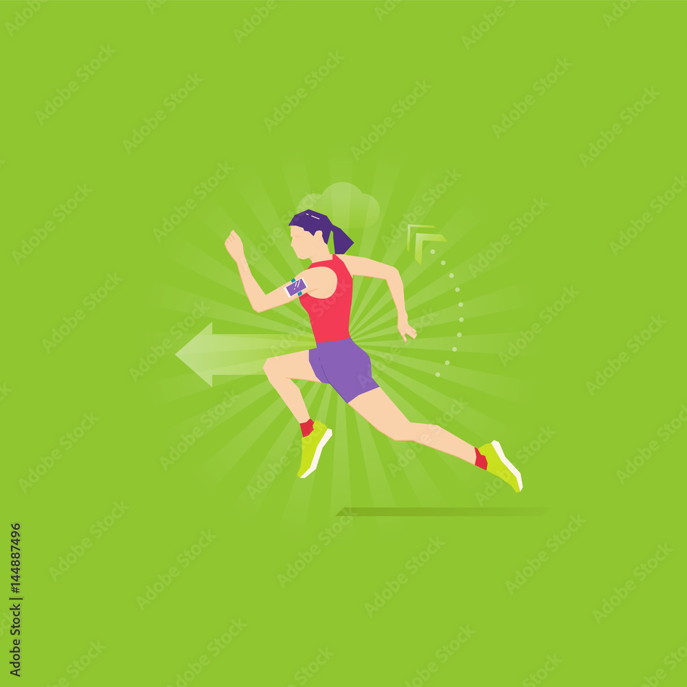 Running exercise flat design illustration