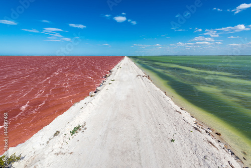 Dirt Road and Colorful Water photo