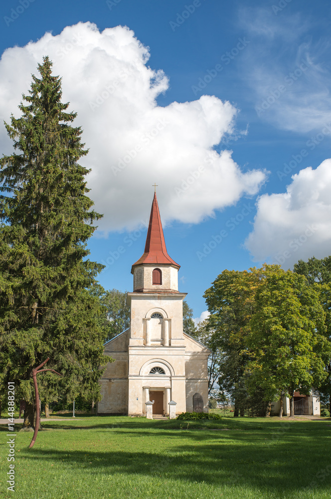 Small county church. Dobele, Latvia