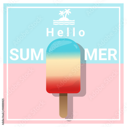 Hello summer background with colorful ice cream , vector , illustration