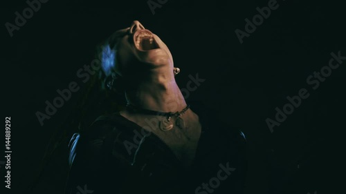 Portrait of evil possessed man
