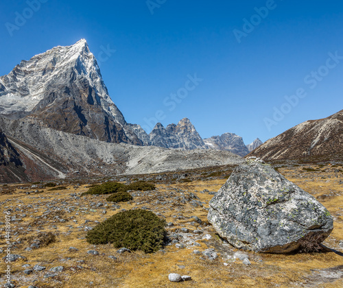 The Tabuche peak (6367 m) on background. View from Periche village - Everest region, Nepal, Himalayas photo