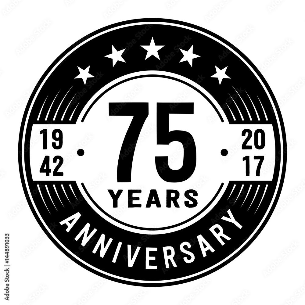 75 years anniversary logo template. Vector and illustration.