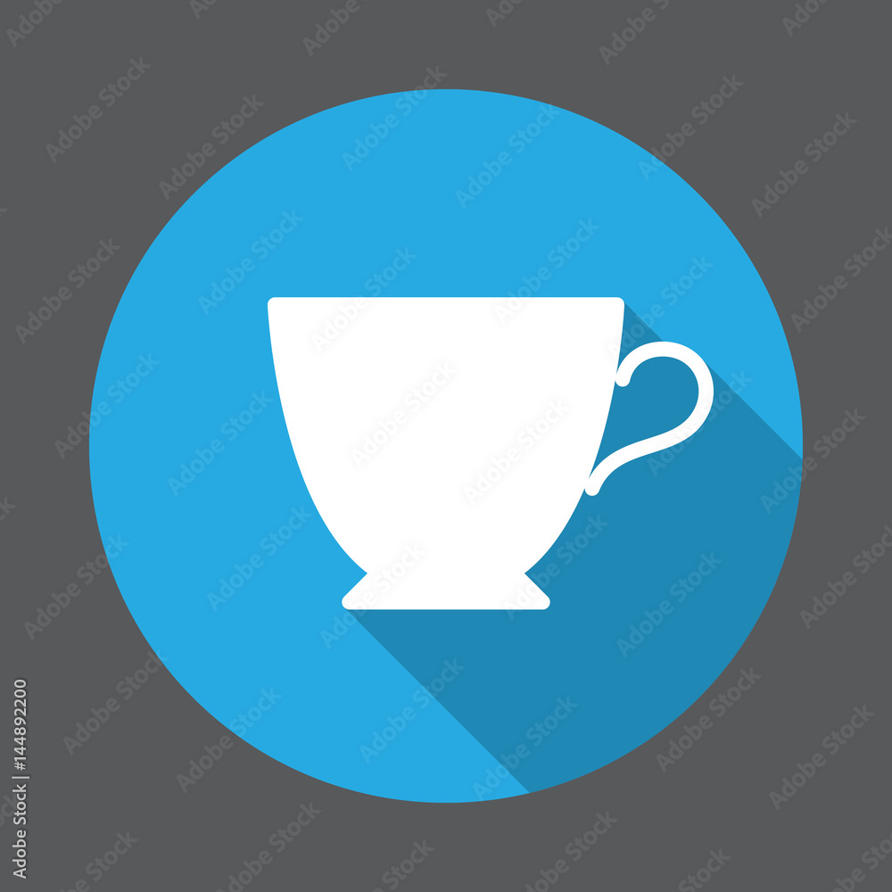 Tea cup flat icon. Round colorful button, circular vector sign with long shadow effect. Flat style design Tea cup flat icon. Round colorful button, circular vector sign with long shadow effect. Flat style design