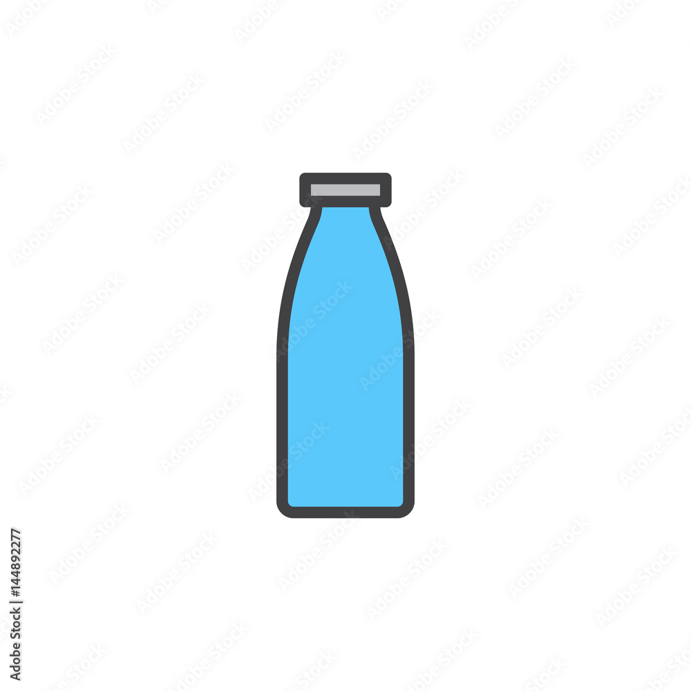 Milk bottle filled outline icon, line vector sign, linear colorful pictogram isolated on white. Symbol, logo illustration. Editable stroke. Pixel perfect